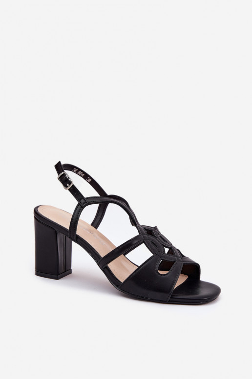 Dámske Sandále na vysokom podpätku Príspevok Sergio Leone SK884 čierna