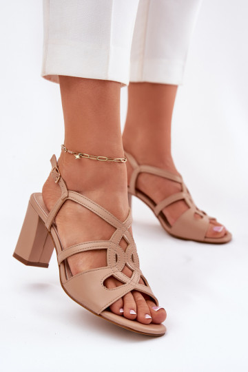 Dámske Sandále na vysokom podpätku Príspevok Sergio Leone SK884 béžová