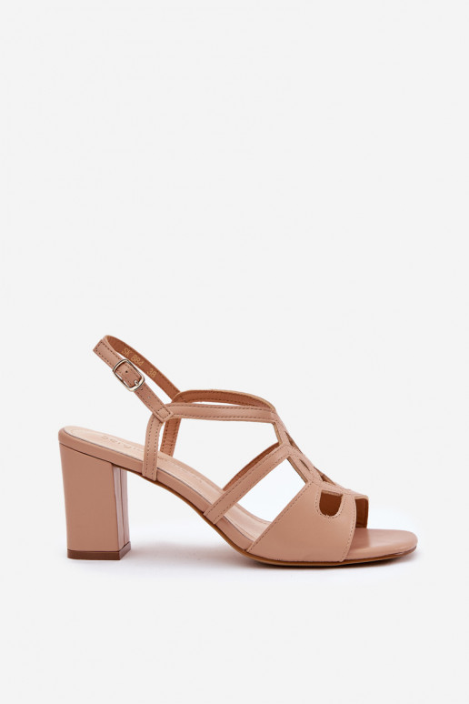 Dámske Sandále na vysokom podpätku Príspevok Sergio Leone SK884 béžová