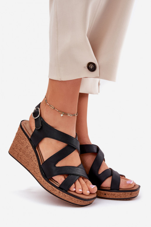 Dámske sandále Zapnuté INedge Sergio Leone SK223 čierna