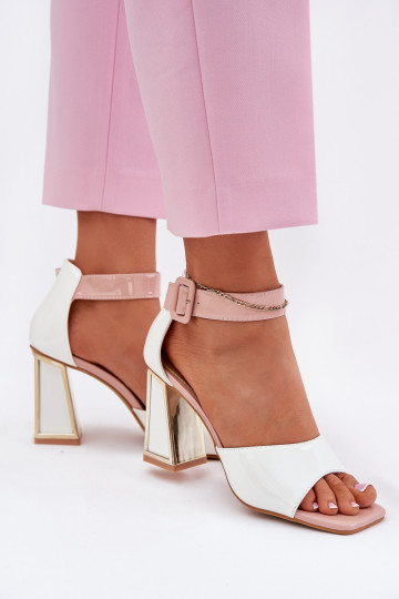 Lakované sandále pre ženy s podpätkami Vinceza 20266 biela farba