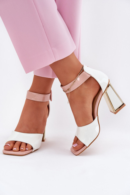 Lakované sandále pre ženy s podpätkami Vinceza 20266 biela farba