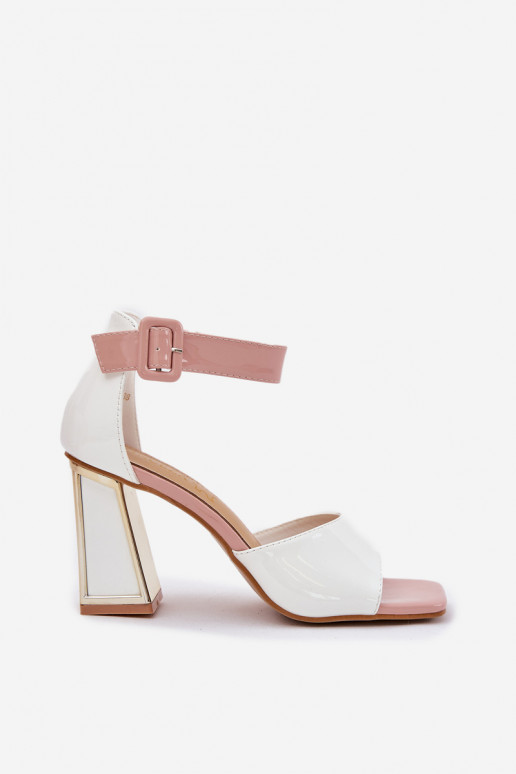 Lakované sandále pre ženy s podpätkami Vinceza 20266 biela farba