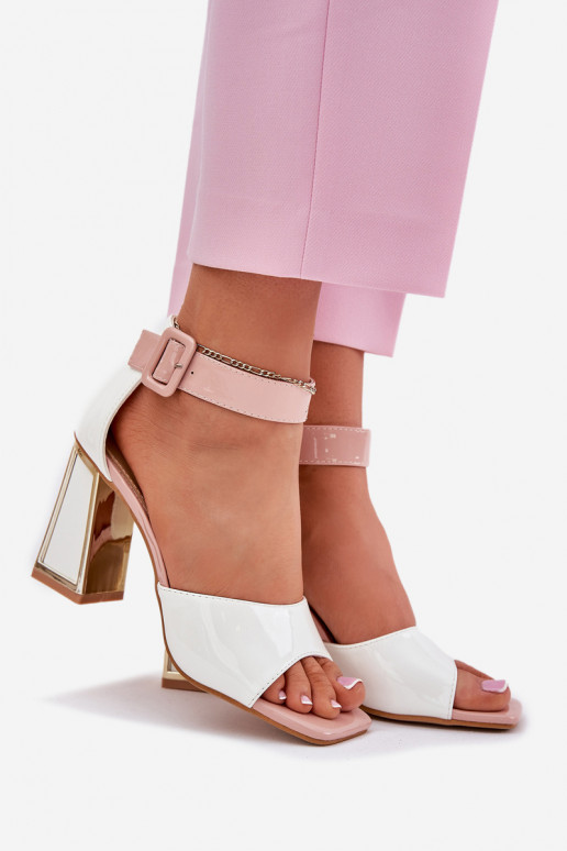 Lakované sandále pre ženy s podpätkami Vinceza 20266 biela farba