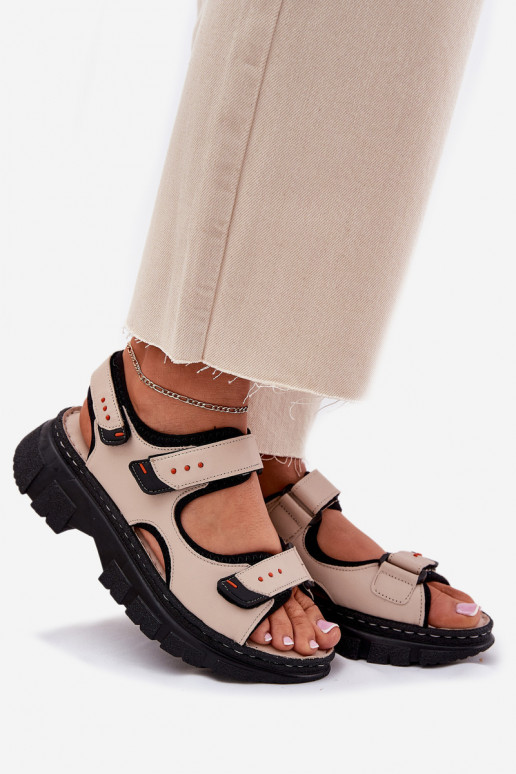 Dámske sandále Dámske Z s lepiacim zapínanímami Artiker 56C0471 béžová