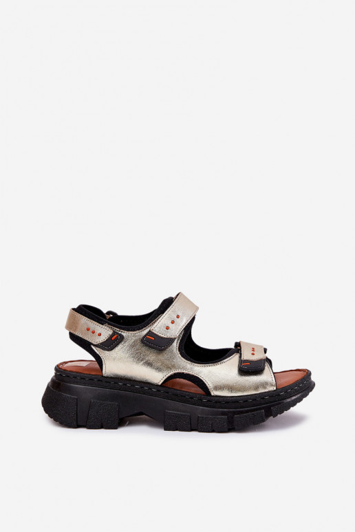 Dámske sandále Dámske Z s lepiacim zapínanímami Artiker 56C0469 zlatej farby