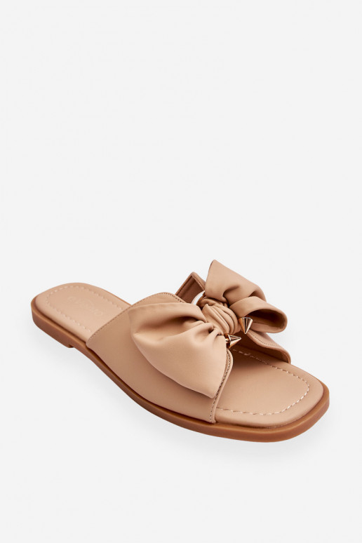 Dámske Kožené papuče so stuhami béžová Becky Dámske Kožené papuče so stuhami béžová Becky