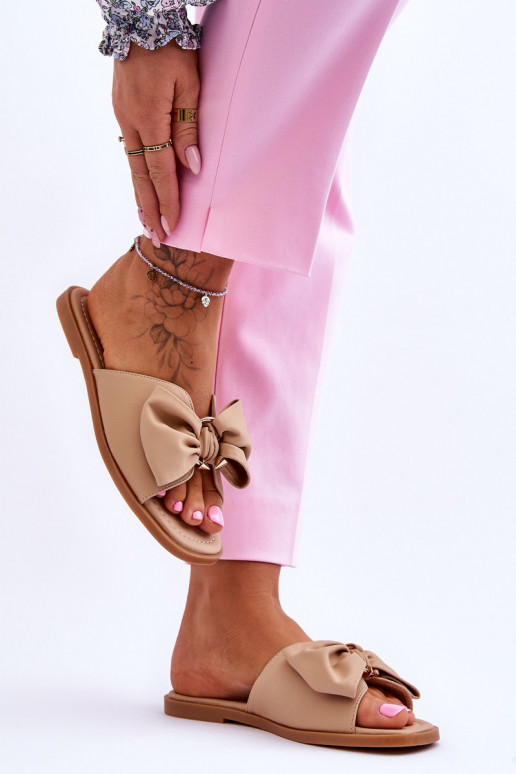 Dámske Kožené papuče so stuhami béžová Becky Dámske Kožené papuče so stuhami béžová Becky