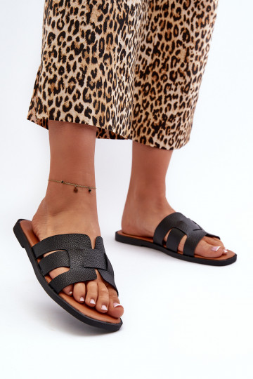 rovná sa Dámske papuče z eko kože čierna Risamay