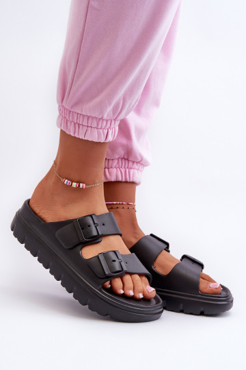 Dámske penové žabky s platformou čierna Melorea 2