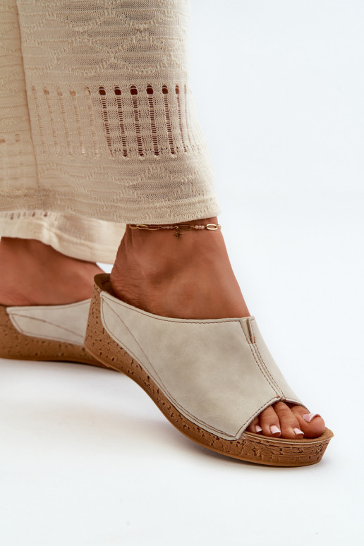 Pohodlné dámske papuče Zapnuté INedge Inblu NG000002 béžová