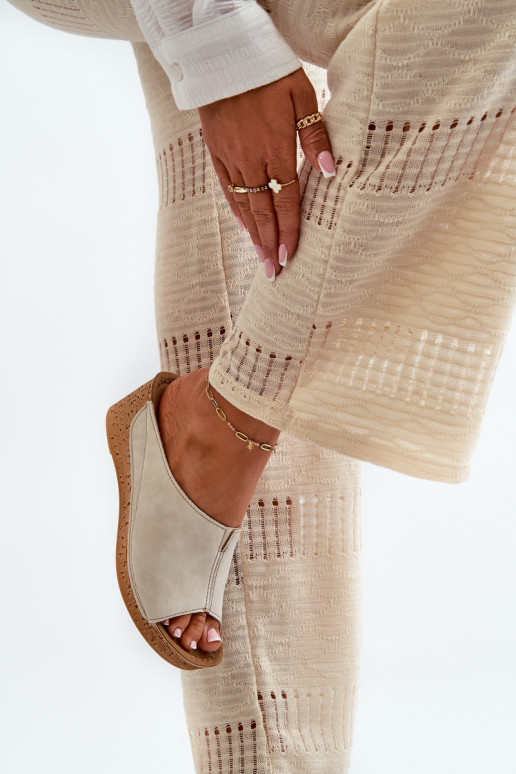 Pohodlné dámske papuče Zapnuté INedge Inblu NG000002 béžová