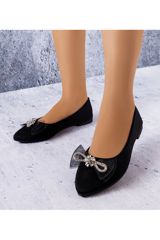 Čierne topánky s mašľou a zirkónovými...