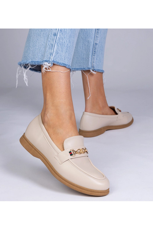 Pieskové mokasíny so zlatou ozdobou,...