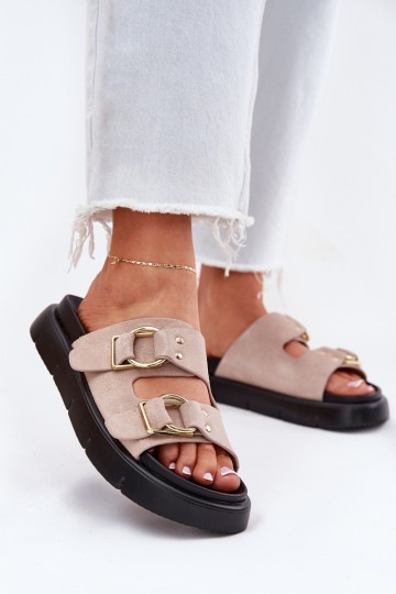 Dámske semišové papuče S Ornatemi s prackamimi Big Star RR274659 Svetlo ružový odtieň