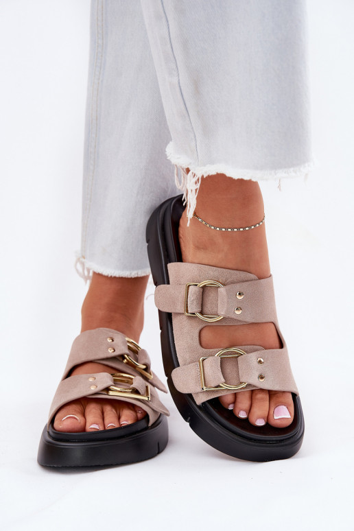 Dámske semišové papuče S Ornatemi s prackamimi Big Star RR274659 Svetlo ružový odtieň