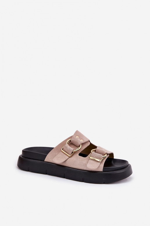 Dámske semišové papuče S Ornatemi s prackamimi Big Star RR274659 Svetlo ružový odtieň