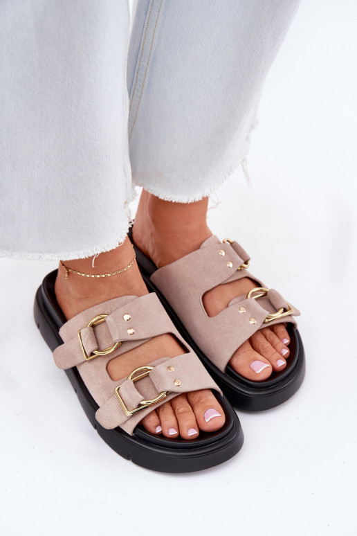 Dámske semišové papuče S Ornatemi s prackamimi Big Star RR274659 Svetlo ružový odtieň