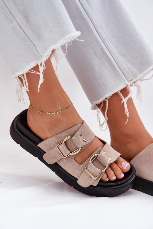 Dámske semišové papuče S Ornatemi s prackamimi Big Star RR274659 Svetlo ružový odtieň