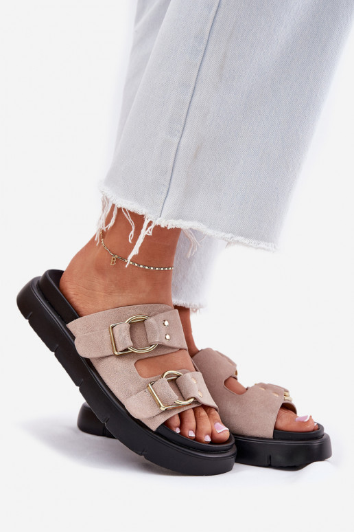 Dámske semišové papuče S Ornatemi s prackamimi Big Star RR274659 Svetlo ružový odtieň