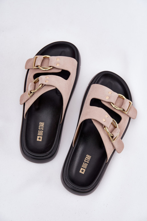 Dámske semišové papuče S Ornatemi s prackamimi Big Star RR274659 Svetlo ružový odtieň