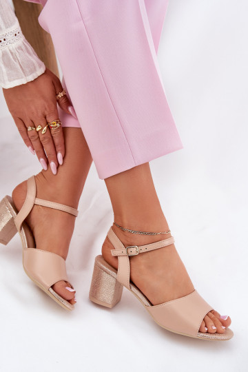 Dámske sandále na vysokom opätku Vinceza 20275 béžová