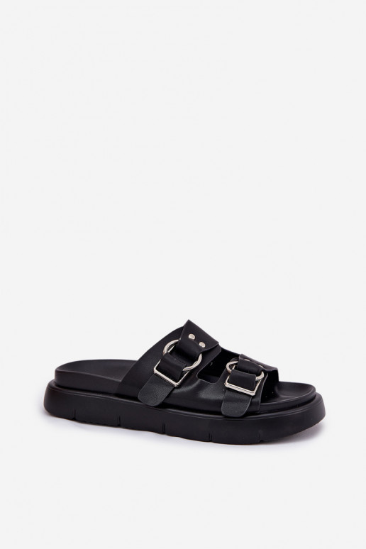 Kožené papuče Dámske S Ornatemi s prackamimi Big Star RR274658 čierna