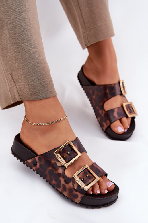 Voňavé Dámske papuče s prackami so vzormi leopardej kožušiny ZAXY RR285059 Hnedá farba