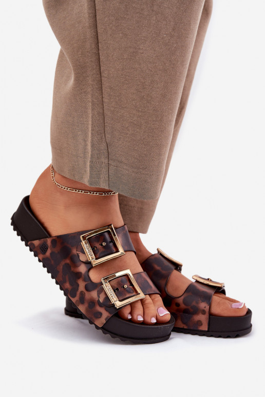 Voňavé Dámske papuče s prackami so vzormi leopardej kožušiny ZAXY RR285059 Hnedá farba