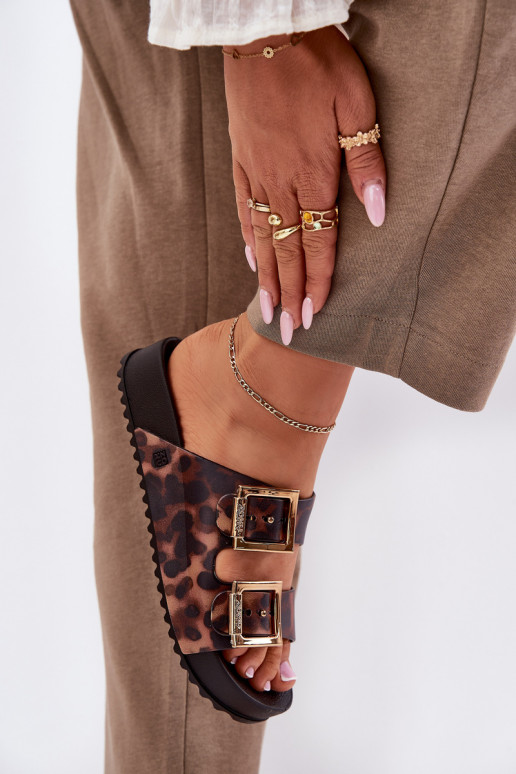 Voňavé Dámske papuče s prackami so vzormi leopardej kožušiny ZAXY RR285059 Hnedá farba