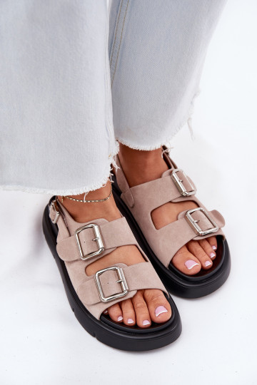 Dámske semišové sandále s prackami Big Star RR274663 Svetlo ružový odtieň