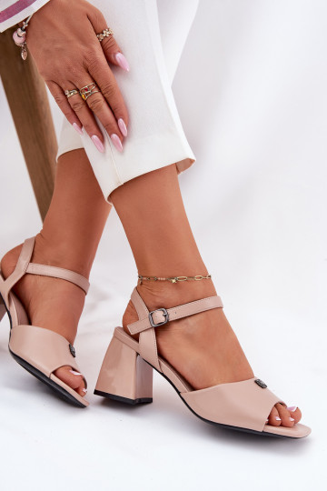 Dámske sandále na vysokom opätku Vinceza 62235 béžová