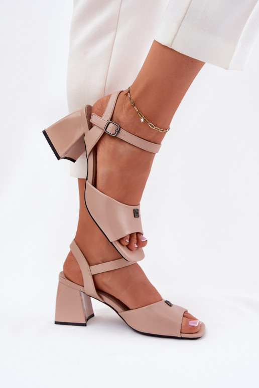 Dámske sandále na vysokom opätku Vinceza 62235 béžová