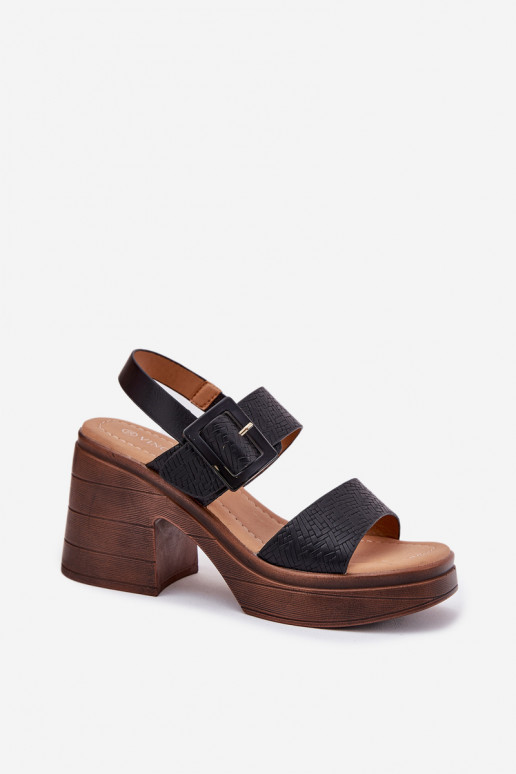 Dámske sandále Zapnuté masívnych opätkoch a platforma Vinceza 17387 čierna