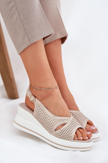 Dámske sandále Dámske Zapnuté INedge S.Barski LR51-660 zlatej farby