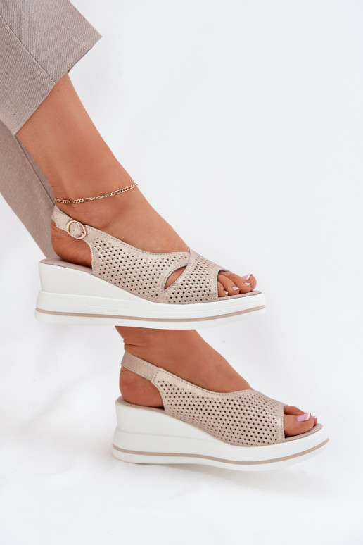 Dámske sandále Dámske Zapnuté INedge S.Barski LR51-660 zlatej farby