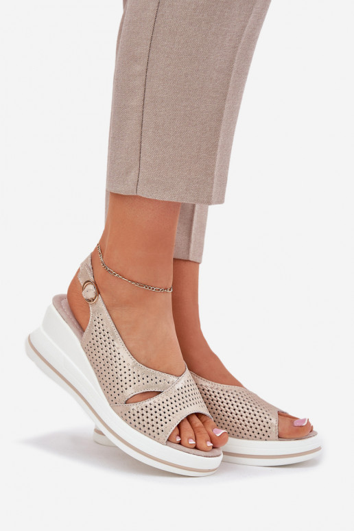 Dámske sandále Dámske Zapnuté INedge S.Barski LR51-660 zlatej farby