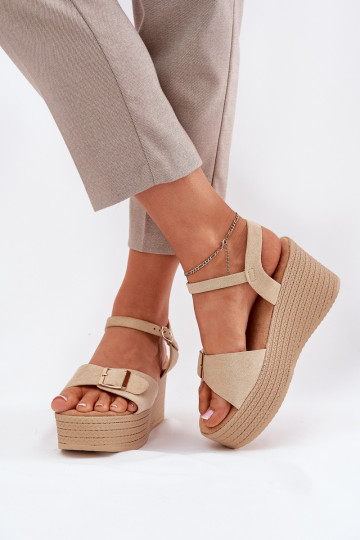 Dámske sandále Zapnuté INedge s prackami khaki farby Liniella 2