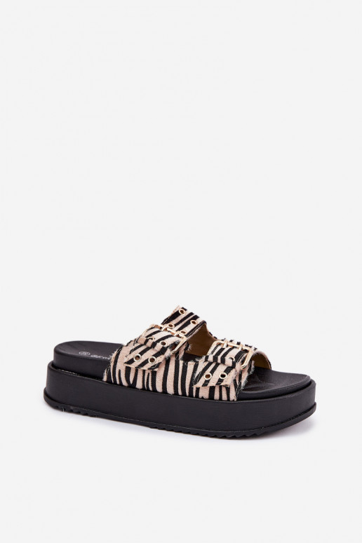 Dámske papuče s prackami s platformou Zebra Nilatha Dámske papuče s prackami s platformou Zebra Nilatha