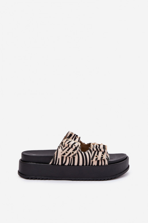 Dámske papuče s prackami s platformou Zebra Nilatha Dámske papuče s prackami s platformou Zebra Nilatha