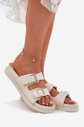 Dámske papuče Ze zlatej farbymi s prackamimi béžová Sonarea 2