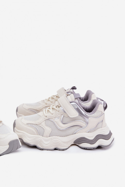 Tenisky model obuvi deti Zapnuté hrubej podrážke biela farba Lianees