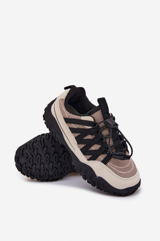 Tenisky model obuvi deti so sťahovacou šnúrkou béžová Zapnuténelita