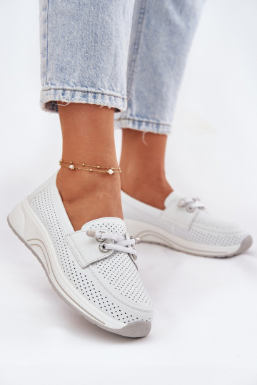 Kožené topánky Vyrobené z prírodnej kože s platformou Artiker 56C2101 biela farba