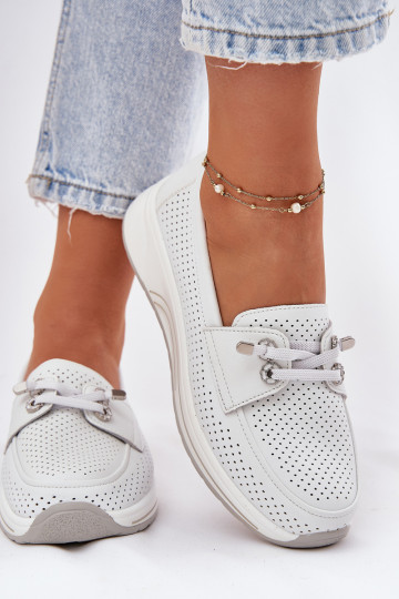 Kožené topánky Vyrobené z prírodnej kože s platformou Artiker 56C2101 biela farba 2