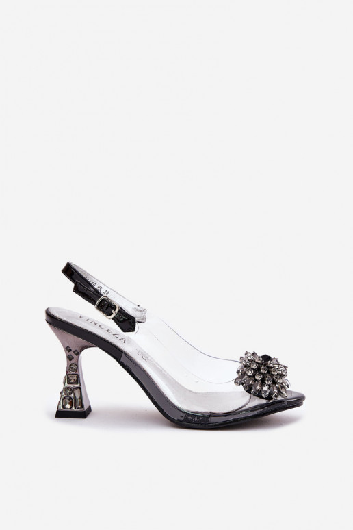 Perregimi Sandále na vysokom podpätku so svietiacimi otvormi Vinceza 70116 čierna