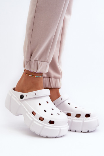 Dámske papuče Ľahké papuče s trendovou masívnou podrážkou biela farba INitima 2