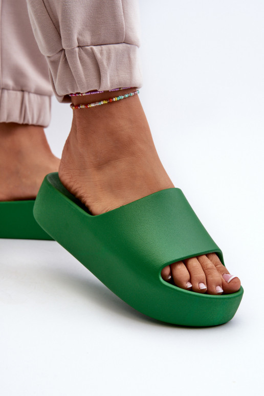 Dámske Papuče Zapnuté hrubej podrážke zelená farba Oreithano
