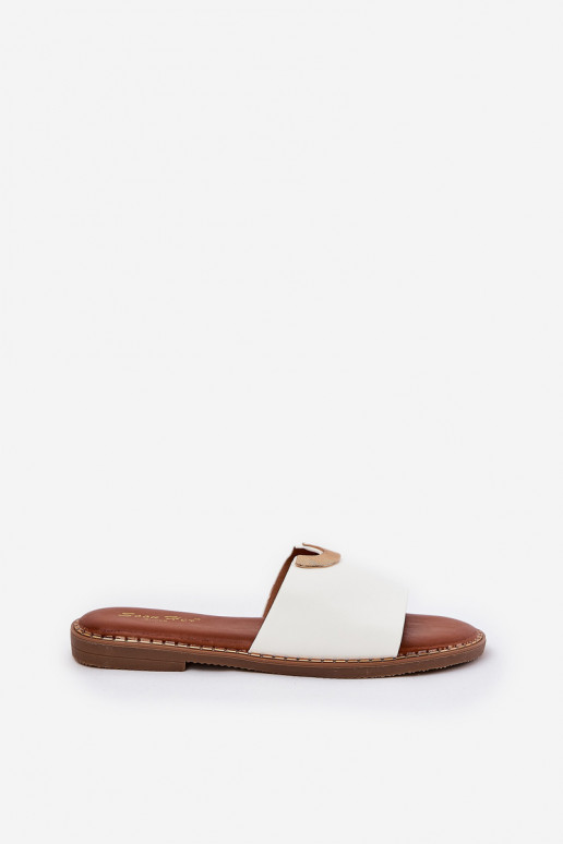 Dámske biele šľapky z umelej kože s...