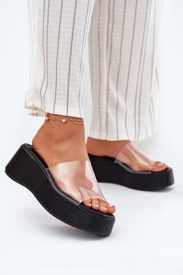 Dámske papuče Z Transparentnym Pruhyem Zapnuté INedge čierna Meltiana 2